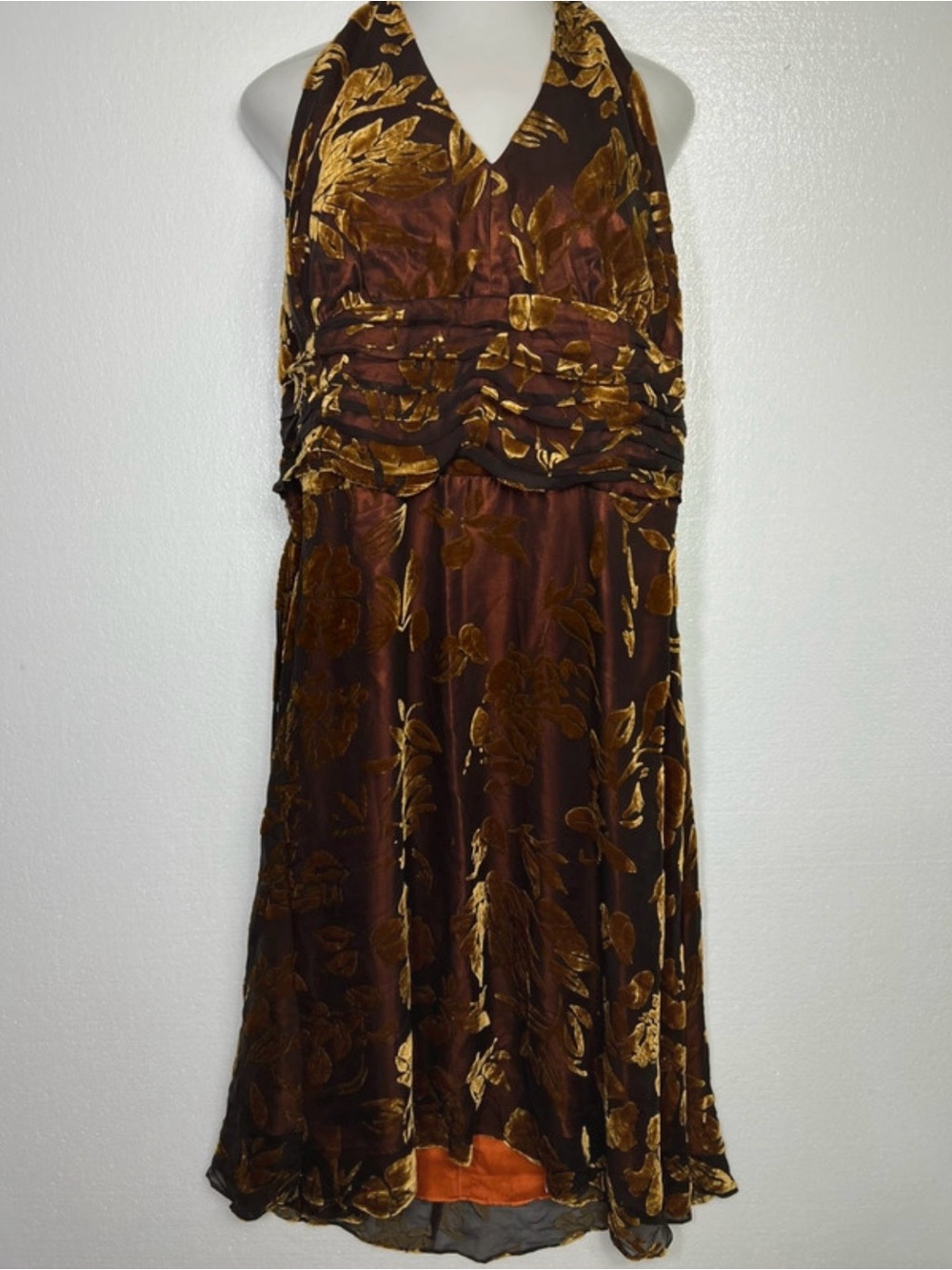Vintage signature Robbie bee velvet burnout silk halter dress size 22W